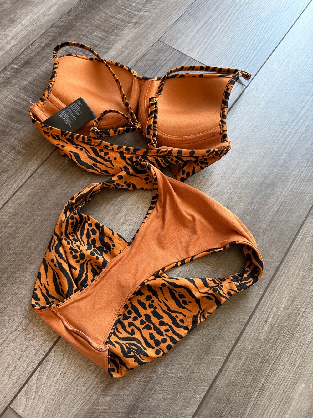 Orange & Black Tiger Print Bikini Set - Picture 5 of 5